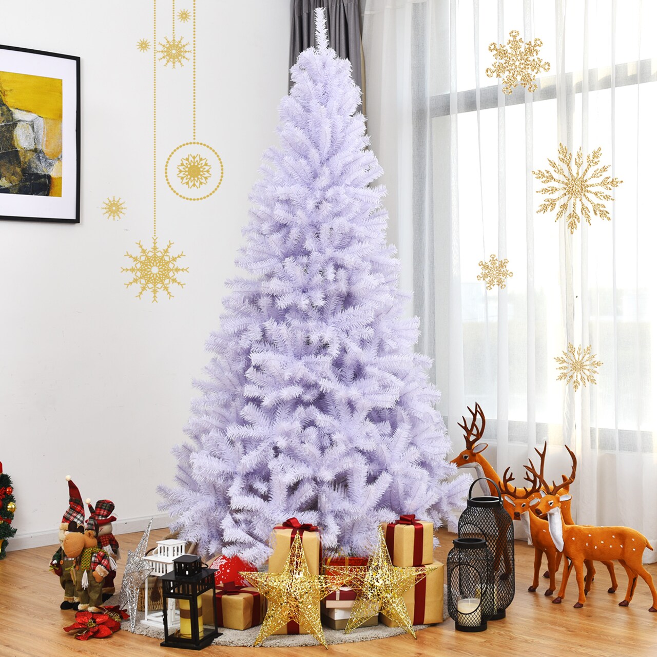 Costway 6/7.5/9Ft Hinged Artificial Christmas Tree Premium Pine Tree